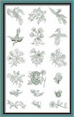 BFC1022 Persian Flowers & Birds Blackwork