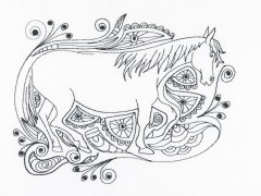 BFC1125 Blackwork Horses - 01