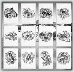 BFC1192 Decorative Elements Series Blackwork Zebras