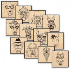 BFC1316 Hipster Canines Blackwork