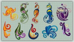 BFC1373 Fanciful Scrolly Birds