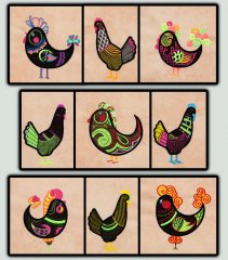 BFC1386 Embellished Funky Roosters