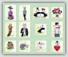 BFC1424 Hipster Animals in Love Filled