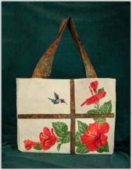 BFC1427 Hummingbird and Hibiscus Handbag