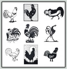 BFC1428 Blackwork Roosters