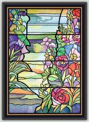 BFC1478 Tiffany Stained Glass Peony Window
