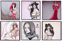 BFC1598 Chic Bohemian Lady Quilt Squares