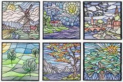 BFC1611 Stained Glass Quilt Squares- Landscapes