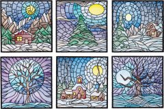 BFC1632 Stained Glass Quilt Squares- Winter