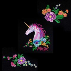 BFC1680 Unicorn and Flowers