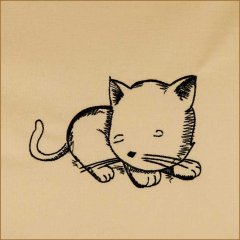 BFC1693 Sketchy Pals - Blackwork  Version - Sleeping Kitten