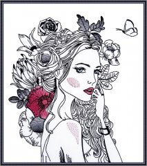 BFC1712 Large Portrait of a Woman with Flowers