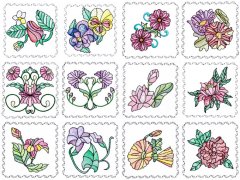 BFC1742 Stained Glass Floral Blocks