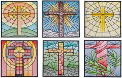 BFC1801 QIH- Stained Glass Quilt Squares- Crosses