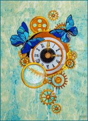 BFC1843  Steampunk Clock with Butterflies