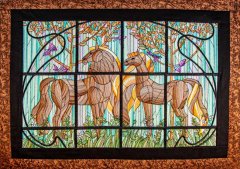 BFC1895 Variegated Horses Stained Glass