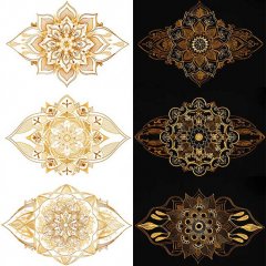 BFC1913 Large Golden Mandala Quilt Blocks