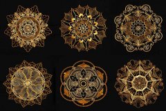 BFC1914 Circular Golden Mandala Quilt Blocks
