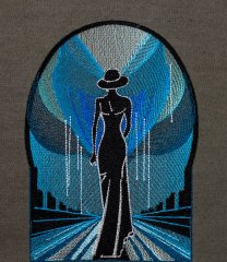 BFC31987 Art Deco Blue Lady Walking