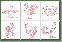 BFC0648 Redwork Roosters