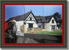 BFC0848 Window English Cottage with Waterwheel
