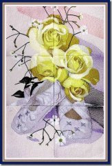 BFC0854 Window - Roses with Ballet Shoe