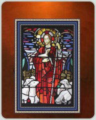 BFC0951 Stained Glass- Christ with Lambs