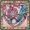 BFC1494 Stained Glass Squares Birds and Butterflies