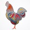 BFC1533 Colorful Abstract Roosters