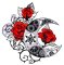 BFC2135 Red Roses Black leaves