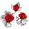 BFC2135 Red Roses Black leaves
