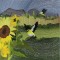 BFC0593 Window - Sunflowers and Finches