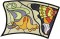 BFC0894 Stained Glass-Art Nouveau Circle in a Square