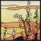 BFC0914 Stained Glass- Hollyhock Triptych