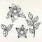 BFC0981 Fantasy Butterflies and Flowers Blackwork