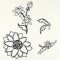 BFC0981 Fantasy Butterflies and Flowers Blackwork