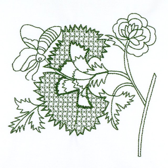 BFC1022 Persian Flowers & Birds Blackwork