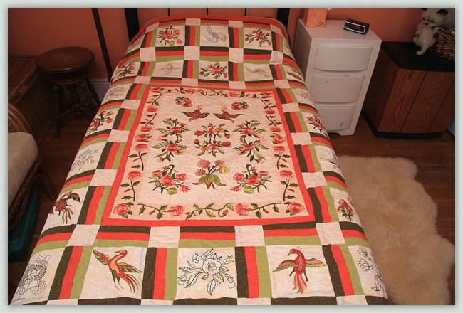 BFC1027 Persian Flowers and Birds Quilt Set