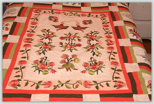 BFC1027 Persian Flowers and Birds Quilt Set