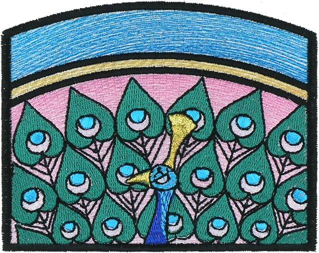 BFC1034 QIH or Regular Stained Glass Peacock w/flowers