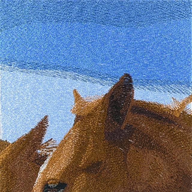 BFC1083 Window-Companionship-Two Horses