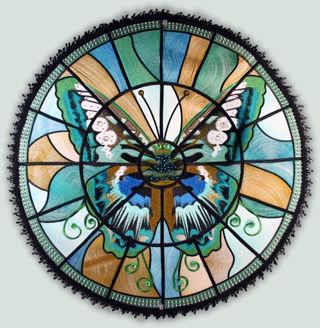 BFC1114 Stained Glass Butterfly in a Circle