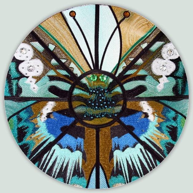 BFC1114 Stained Glass Butterfly in a Circle
