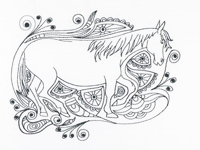 BFC1125 Decorative Element Series Blackwork Horses