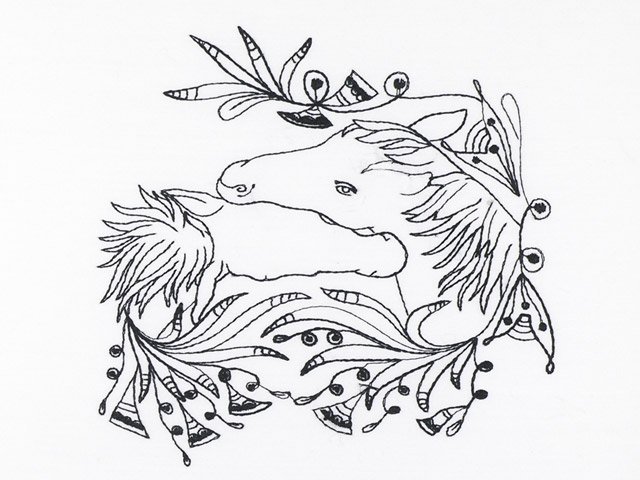 BFC1125 Decorative Element Series Blackwork Horses