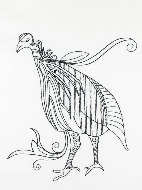 BFC1140 D.E.S-Blackwork Guinea Hens