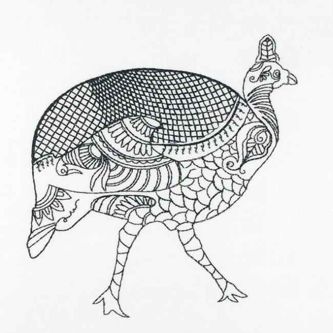 BFC1140 D.E.S-Blackwork Guinea Hens