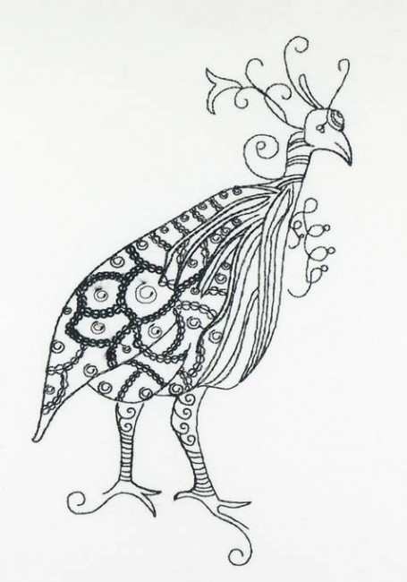 BFC1140 D.E.S-Blackwork Guinea Hens