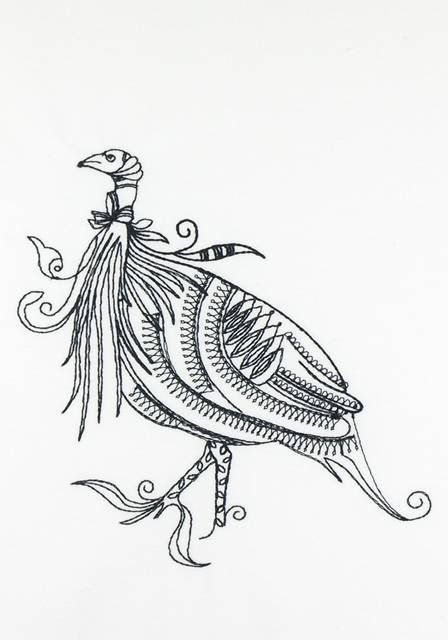 BFC1140 D.E.S-Blackwork Guinea Hens