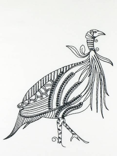 BFC1140 D.E.S-Blackwork Guinea Hens